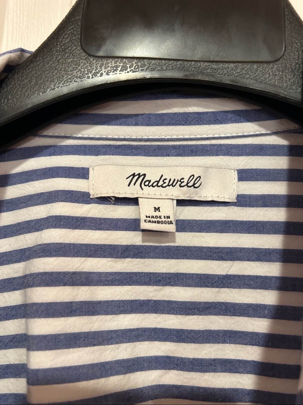 Madewell Navy & White Vertical Stripe Casual Button-Down Shirt - Picture 2 of 3